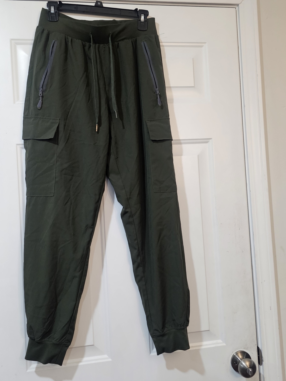 Libin Olive Green Cargo Jogger Pants - Drawstring Waist Size Medium